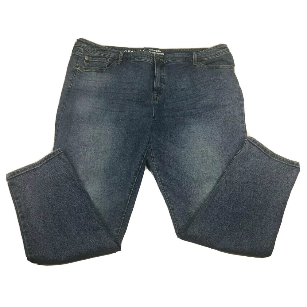 Ava & Viv Plus Size Denim Jeans‎ Womens 24W Boyfriend Crop Stretch